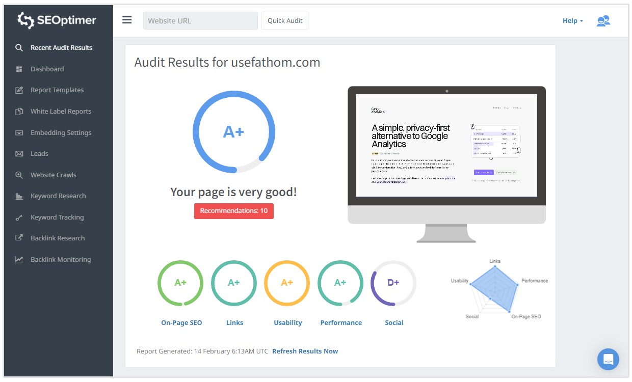 outil d'audit de site web